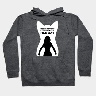 Behind Every Strong Woman is Her Cat | Emerald Green Hoodie